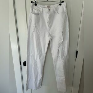 Vibrant White Distressed Denim Jeans